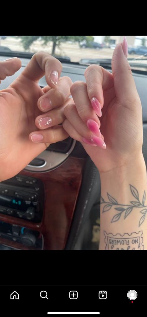 Wlw Nails Short And Long, Femmicure Nails, Matching Valentines Nails With Boyfriend, Nail Couple Ideas, Cute Couple Nails, Matching Nail Ideas For Couples, Matching Couple Nails Valentines, Guy And Girl Matching Nails, Matching Nail Designs For Couples