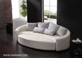 Small Curved Sofa, White Sofa Set, Modern Leather Sectional Sofas, Round Couch, Circle Sofa, Couch Makeover, Curved Couch, Leather Chair Living Room, White Couch