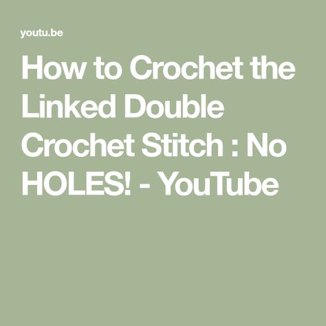 How to Crochet the Linked Double Crochet Stitch : No HOLES! - YouTube Linked Double Crochet, Learning To Crochet, Learn How To Crochet, Your Crochet, Double Crochet Stitch, Blanket Knitting Patterns, Crochet Stitch, Crafty Projects, How To Crochet