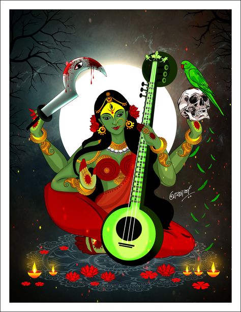 Matangi Devi, Maa Kali Images, Devi Images Hd, Tantra Art, Aadi Shakti, Saraswati Goddess, Durga Painting, Butterfly Art Painting, Goddess Sculpture