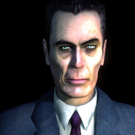 The G-Man - spooky character that watches over the main character in Half-Life 1 - sometimes helping, sometimes hindering; reminds me of slenderman - Beware! Half Life G Man, Half Life Pfp, Worms Eye View, Valve Games, Life Game, First Person Shooter Games, 2010s Nostalgia, Video Games Memes, Slenderman