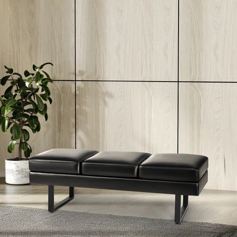 Asharee Faux Leather Office Bench Lobby Bench Seating, Lobby Furniture Waiting Area, Reception Bench Seating, Small Lobby Design, Modern Waiting Room, Lobby Coffee Shop, Breakroom Ideas, Lobby Seating Area, Reception Bench