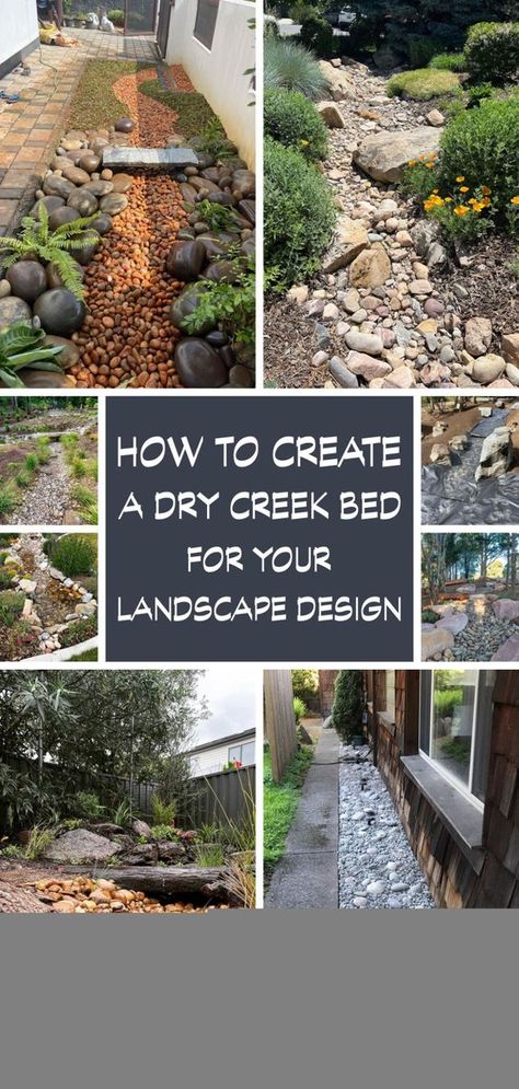 How to Create a Dry Creek Bed for Your Landscape Design - Matchness.com Backyard Dry Creek Landscaping, Stone River Garden Dry Creek Bed, Garden Dry Creek Bed, Dry Bed Landscaping, Dry Riverbed Landscaping Slope, Dry Rock Riverbed Landscaping, How To Make A Dry Creek Bed For Drainage, Side Yard Drainage Ideas, Dry River Bed Drainage