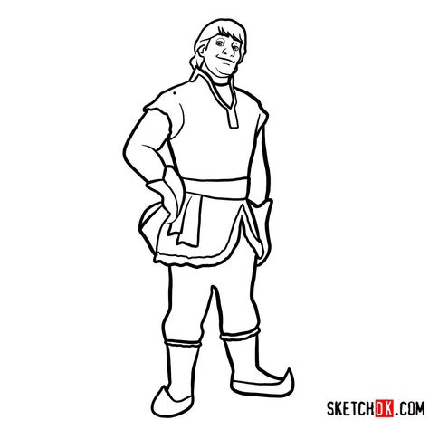 How to draw Kristoff full growth | Frozen - Step by step drawing tutorials How To Draw Frozen Characters, Frozen Characters Drawings, Frozen Pics, Frozen Silhouette, Olaf Drawing, Sven Frozen, Olaf And Sven, Kristoff Frozen, Frozen Jr