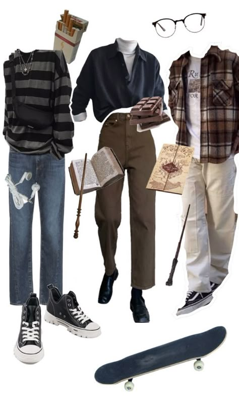 Grunge Looks Men, Remus Lupin Outfit Aesthetic Men, Man Grunge Outfit, Male Fairycore Outfits, Grunge Academia Outfits Men, Male Grunge Fashion, Outfits Grunge Hombre, Fairycore Outfit Men, Dark Academia Clothes Male