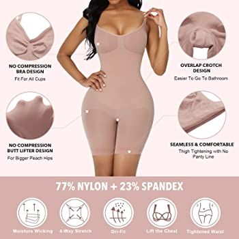 FeelinGirl Body Shaper Tummy Control Shapewear Seamless Full Bodysuit for Women Butt Lifter Bodysuit Back Support Adjustable Shoulder Straps with bra Beige M/L : Amazon.co.uk: Fashion Strapless Sports Bra, Sculpting Bodysuit, Slim Bodysuit, Corset Bodysuit, Compression Bra, Full Body Shaper, Women Crafts, Shape Wear, Shapewear Bodysuit