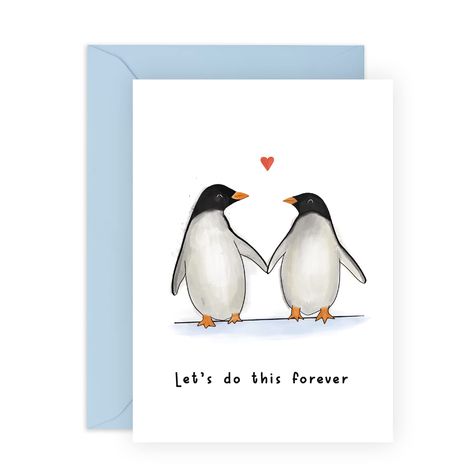 PRICES MAY VARY. Happy Anniversary Card: Celebrate your relationship with this cute card hand illustrated by an expert designer. Quality Materials: Made and printed in the UK on thick 300gsm card with sustainable materials to minimize environmental impact. Blank Inside: Comes with a funny tip sheet to help you write a personalized message. Penguin Valentine's Day Theme: Features a cute penguin couple design perfect for Valentine's Day. Fun Stickers Included: Insert the included fun stickers to m Anniversary Card Watercolor, Cute Anniversary Cards, Cricut Anniversary Card, Valentines Day Card For Husband, Penguin Valentines, Anniversary Illustration, 23rd Wedding Anniversary, Handmade Anniversary Card, Anniversary Cards For Couple