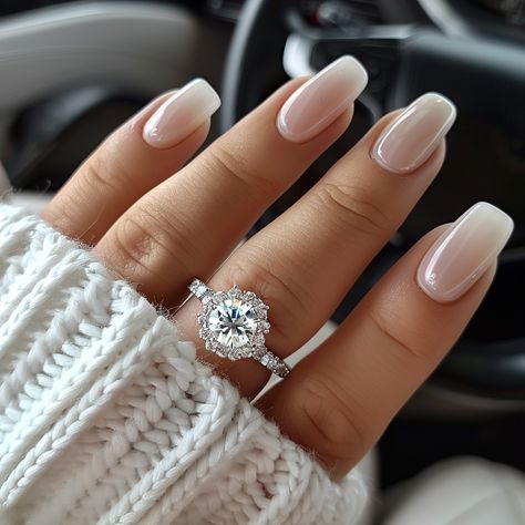 holiday nails, vacation nails, wedding nails, spring nails, acrylic nails, gel nails, long nails, short nails, white nails, manicure, nude nails White Ombre Nails With Chrome, White Gel Acrylic Nails, Square Ombre, Ambre Nails, Gradation Nails, Acrylic Gel Nails, Ombre Acrylic, Long Nail Art, Chic Nail Art