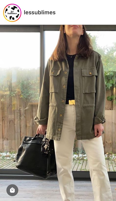 Kakhi Jacket Outfits, Khaki Blouse Outfit, Brown Utility Jacket Outfit, Army Green Shirt Outfit, Army Green Jacket Outfit, Natural Jeans, Khaki Jacket Outfit, Olive Pants Outfit, Utility Jacket Outfit