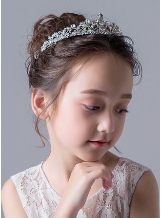 Alloy With Rhinestones Tiaras Flower Girl Hairstyles With Tiara, Belle Hair, Tea Length Flower Girl Dress, Flower Girl Tiara, Flower Girl Headpiece, Lace Sash, Girl Hair Dos, Flower Girl Accessories, Tiara Headpieces