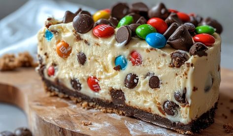 No Bake Monster Cookie Dough Cheesecake - Valerie Recipes Monster Cookie Dough, Cookie Dough Cheesecake, Monster Cookie, Best Sweets, Peanut Butter Filling, Honey Buns, Bar Cookies, Bake Desserts, Graham Cracker Crust