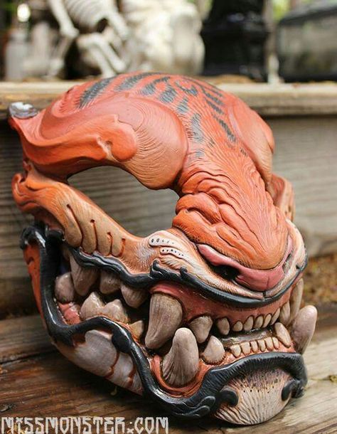 Tiger Oni Mask, Japanese Dragon Mask, Oni Costume, Oni Monster, Chinese Dragon Mask, Chinese Monster, Tiger Monster, Dragon Masks, Beast Mask