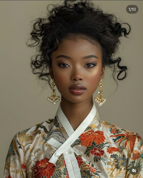 Soft Summer Black Women, Bridal Guest Hairstyles, Model Digitals Black Women, Chinese Girl Hairstyles, Blasian Model, Black Hairstyles Updo, Men With Big Noses, Beautiful Round Face, Updo Ponytails