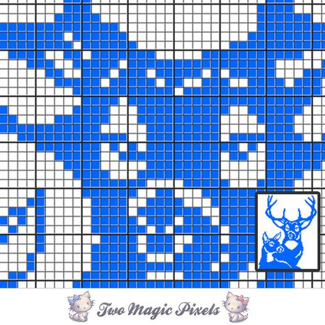 Buck and Doe crochet blanket pattern; knitting, cross stitch graph; pdf Blanket Pattern Knitting, Cross Stitch Plastic Canvas, Two Magic Pixels, Cross Stitch Graph, Pikachu Crochet, Deer Blanket, Sc Crochet, Crochet Graph, Buck And Doe