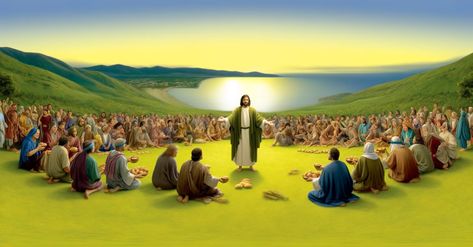 Jesus Feeds The 5000, Feeding Of The 5000, Luke 9, Colossians 1, Slide Background, Matthew 6, Here On Earth, John 3, Follow Jesus