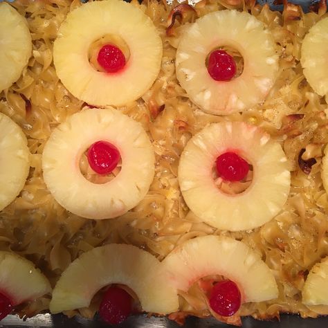 Pineapple Kugel Pineapple Kugel Recipe, Pineapple Kugel, Kugel Recipes, Noodle Pudding, Noodle Kugel Recipe, Macaroni And Tomatoes, Passover Recipes Dessert, Coconut Creamer, Jewish Holiday Recipes