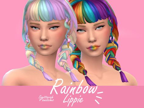 Sims Lookbook, Pastel Rainbow Hair, Cc Furniture, Sims4 Cc, Sims 4 Cas, Sims Community, Pastel Hair, Rainbow Kids, Ts4 Cc