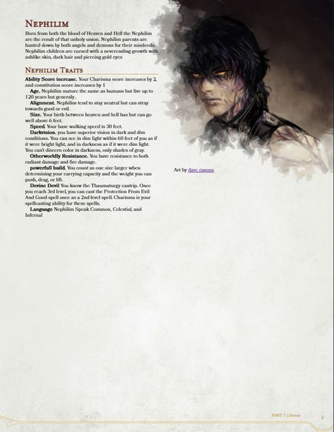 Dnd Nephilim, Dnd Character Races, Dnd Playable Races, Dnd Homebrew Races, Dnd Species, Dnd 5e Races, Homebrew Races, 5e Races, Warlock Dnd