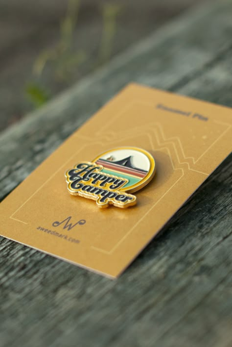 Metal Badge Design, Summer Festival Outfits, Campfire Fun, Outdoorsy Gifts, Branded Pins, Laser Cut Wood Crafts, Work Badge, Pin Game, Cement Crafts