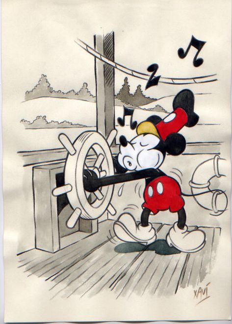 Mickey Mouse Steamboat Willie, Tattoo Disney, Mickey Mouse Images, Animation Disney, Mickey Mouse Pictures, Mickey Mouse Art, Steamboat Willie, Disney Posters, Mickey Mouse Wallpaper