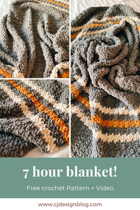 Make a blanket using Bernat Blanket Yarn. Chunky blanket pattern for beginners | CJDesignblog.com 7 Weight Yarn Crochet Blanket Patterns, Bernat Blanket Yarn Patterns Crochet Easy, Bernstein Blanket Yarn Patterns, Bernat Blanket Yarn Blanket Patterns, Easy Chunky Crochet Blanket Free Pattern, Chunky Crochet Blanket Pattern Free Afghans, Crochet Baby Blanket Bernat Yarn, Bulky Yarn Crochet Patterns Blanket, Bernat Blanket Yarn Patterns Crochet