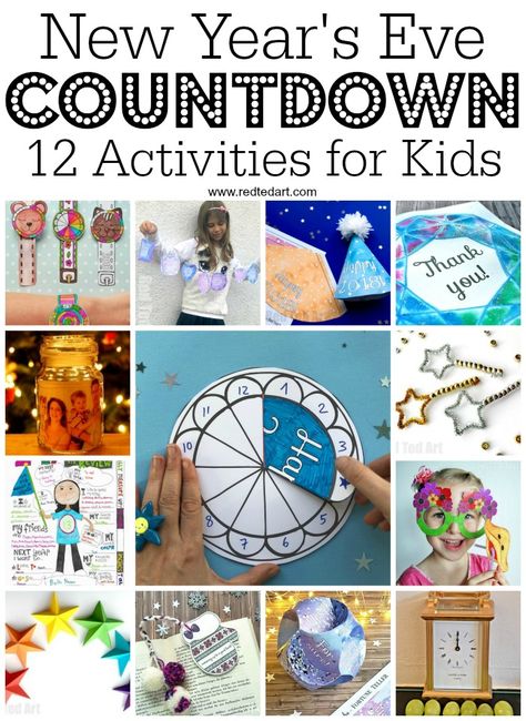 New Year's Eve Countdown for Kids - Count down to Midnight with this fantastic set of hourly activity for kids. Includes many printables to make New Year's Eve planning quick and easy. Love these New year's eve printables for kids #newyearseve #newyearseve2018 #printables #countdown #newyearsevecountdown New Years Hourly Activities For Kids, New Years Eve Toddler, Nye Activities, Nye Ideas, Countdown For Kids, New Year Activities, New Year's Eve Crafts, Countdown Activities, New Year's Eve Countdown