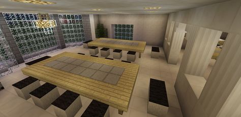 Minecraft Dining Table Room Hall Creations Minecraft Dining Room Ideas, Minecraft Dining Table, Minecraft Dining Room, Minecraft Table, Minecraft School, School Hall, Minecraft Interior, Building Map, Table Room