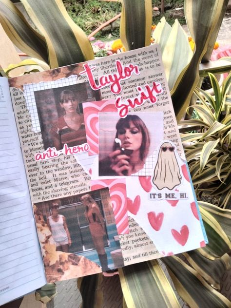 Taylor Swift Notebook Cover Ideas, Scrapbook Journal Taylor Swift, Taylor Swift Song Journal, Taylor Swift Scrapbook Page, Taylor Swift Journal Aesthetic, Taylor Swift Notebook Cover, Taylor Swift Sketchbook, Taylor Swift Scrapbook Ideas, Taylor Swift Diary