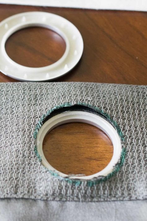 Diy Grommet Curtains, How To Put Grommets In Fabric, Diy Eyelet Curtains, How To Make Grommet Curtains Look Better, How To Install Grommets, Diy Curtain Rods, Plastic Curtains, Eyelets & Grommets, Simple Curtains