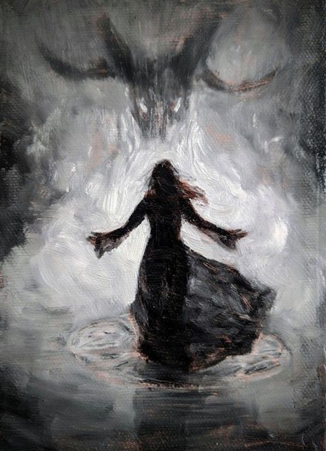 Gothic Painting Ideas, Spooky Painting Ideas, Golden Veil, Spooky Paintings, Gothic Painting, Magic Painting, Witch Painting, Grunge Pictures, Dark Paintings