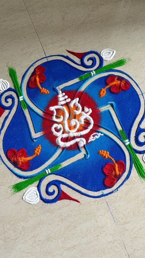 Ganesha Chaturthi, Creative Rangoli, Rangoli Ideas, Special Rangoli, Rangoli Design, Design Creative, Rangoli Designs, Ganesha, Festival