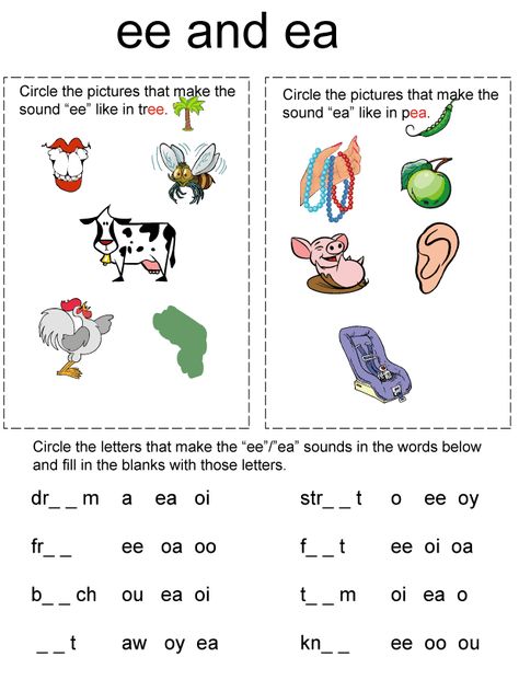 Phonics Worksheets : Kids Education : Gradeschool Kids : pregnancy and parenting on JustMommies Phonics Ee Ea Worksheets, Ee Ea Worksheets, Ea Worksheets, Vowel Teams Worksheets, Ea Words, Phonics Worksheets Free, Vowel Digraphs, Blends Worksheets, Vowel Teams