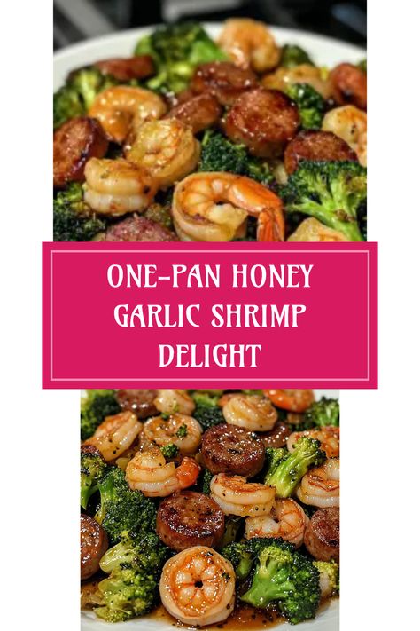 Satisfy your cravings with this One-Pan Honey Garlic Shrimp delight! Packed with savory sausage and fresh broccoli, this easy recipe creates an amazing blend of sweet, savory, and a touch of spiciness that will light up your dinner table. You'll love how quickly this dish comes together with minimal cleanup. Perfect for weeknight meals or impressing guests, you'll have scrumptious flavors in every bite. Join the flavor explosion! Cook this one-pan wonder tonight and transform your dining experience! Sheet Pan Honey Garlic Shrimp, Shrimp And Sausage Sheet Pan Dinner, Broccoli Shrimp Sausage, Honey Shrimp Sausage And Broccoli, Easy Quick Shrimp Dinners, Shrimp Broccoli Sausage, Shrimp Sausage And Broccoli, Honey Garlic Shrimp And Sausage, Shrimp Sausage And Broccoli Recipes