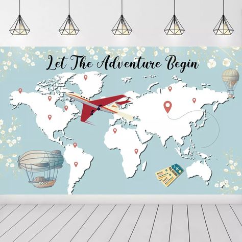 7x5FT Adventure Awaits Party Decorations 6x4ft Travel Theme Baby Shower Banner | eBay Adventure Awaits Party, Travel Baby Shower Theme, Travel Theme, Baby Shower Banner, And So The Adventure Begins, Travel Themes, Party Card, Adventure Awaits, Baby Shower Themes