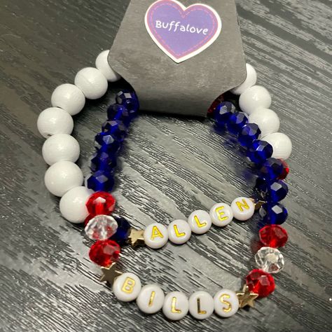 BILLS mafia Bracelet Set !!! LETS GO BUFFALO!! Buffalo football 🏈❤️❤️ Lets Go Buffalo, Buffalo Bills Gifts, Sister Wedding Gift, Bills Mafia, Buffalo Football, Football Gift, 21st Birthday Gifts, Birthday Gifts For Sister, Bracelet Ideas