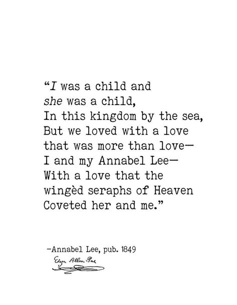 Annabel Lee Edgar Allan Poe, Anabelle Lee Edgar Allan Poe, Edgar Allen Poe Nails, Edgar Allen Poe Annabel Lee, Annabel Lee Poem, Poe Quotes, Annabel Lee, Edgar Allen, Allen Poe