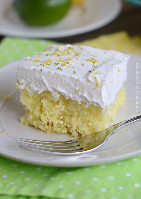 lemon lime soda cake with whipped topping on plate Lemon Lime Soda Cake, Key Lime Poke Cake, Gluten Free Key Lime, Soda Pop Cake, Lime Poke Cake, Sprite Cake, 2 Ingredient Cakes, Key Lime Cake, Soda Cake