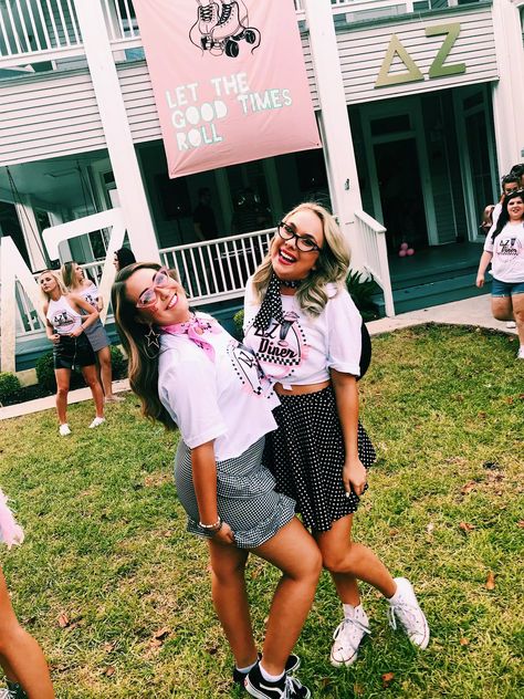 Bid day themes Sorority Themes, 50s Diner, Themes Ideas, Sorority Bid Day, Bid Day Themes, Let The Good Times Roll, Delta Zeta, Sorority Life, Good Times Roll