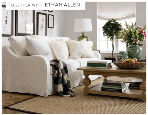 Ethan Allen Furniture, Artisan Furniture, Business Furniture, Outdoor Furniture Collections, Ethan Allen, Country House Decor, Free Interior Design, Design Collection, Slipcovered Sofa