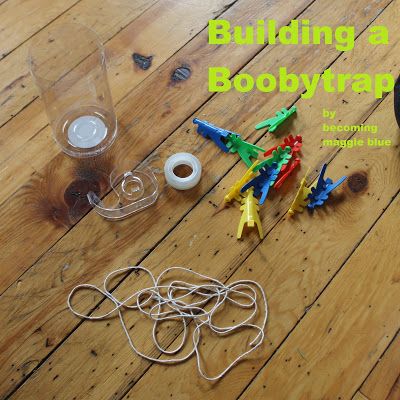 build a simple boobytrap...a kid activity that doesn't require anything you can't find around the house Safety Preschool, How To Make Traps, Hanging Wall Lanterns, Steam Kids, Booby Traps, Toddler Lessons, The Goonies, Library Activities, Daycare Ideas