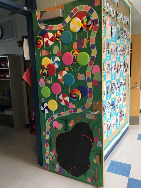 Candyland themed door. Lollipop woods and licorice lagoon combined. Lollipop Door Decorations Classroom, Candyland Door Decor, Candy Land Theme Door, Candyland Classroom Decorations, Candyland Classroom Door, Candyland Door Decorations, Candyland Door Decorations For School, Candy Land Door Decorations, Licorice Lagoon