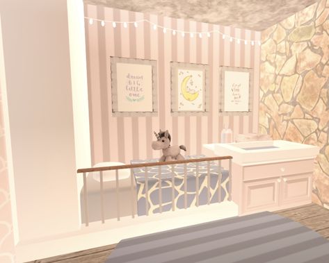 built on bloxburg around 4k Mom Bloxburg Bedroom, Bloxburg Nursery Ideas Twins, Club Roblox Baby Room Ideas, Bloxburg Toddler Room, Nursery Bloxburg, Bloxburg Baby Room Ideas, Bloxburg Kids Room Ideas, Bloxburg Nursery Ideas, Bloxburg Kids Room