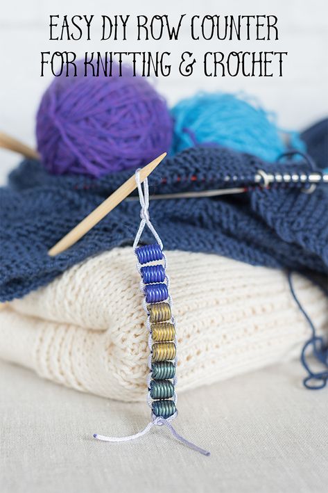 This easy DIY row counter is great for knitting and crochet! Make one in just a few minutes using beads and cord and then get back to your yarn! Easy Diy Crochet, Stitch Counter, Bottle Covers, Knitting Tutorials, Knitting Tips, Crochet Tips, String Theory, Knitting Tools, Knitting Instructions