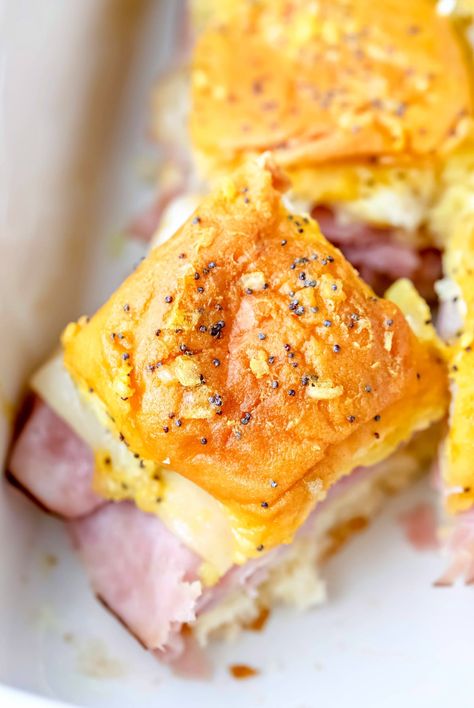 Plain Chicken Ham And Cheese Sliders, Ham Slidders, Ham And Mozzarella Sliders, Ham And Cheese Slider, Ham And Cheese Sliders No Mustard, Sassy Ham And Cheese Sliders, Sliders Sandwiches, Baked Ham And Cheese Sliders, Slider Recipe