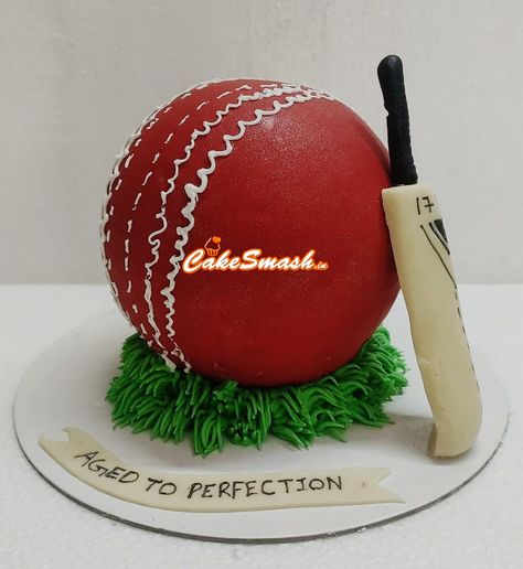 Pinata Ball Cake, Cricket Ball Cake, Cake For Cricket Lovers, Cricket Theme Cake Birthdays, Cricket Cakes For Boys, Cricket Cake Design, Pinata Cake Design, Cricket Cupcakes, Cricket Party