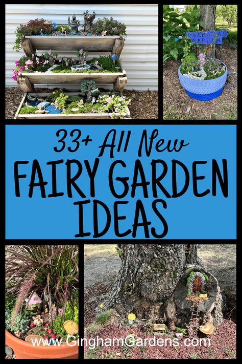 Diy Fairy Garden Ideas Homemade, Fairy Garden Container Ideas, Outdoor Fairy Garden Diy, Outdoor Fairy Garden Ideas, Diy Fairies, Fairy Garden Box, Garden Ideas Homemade, Outdoor Fairy Garden, Fairy Garden Containers