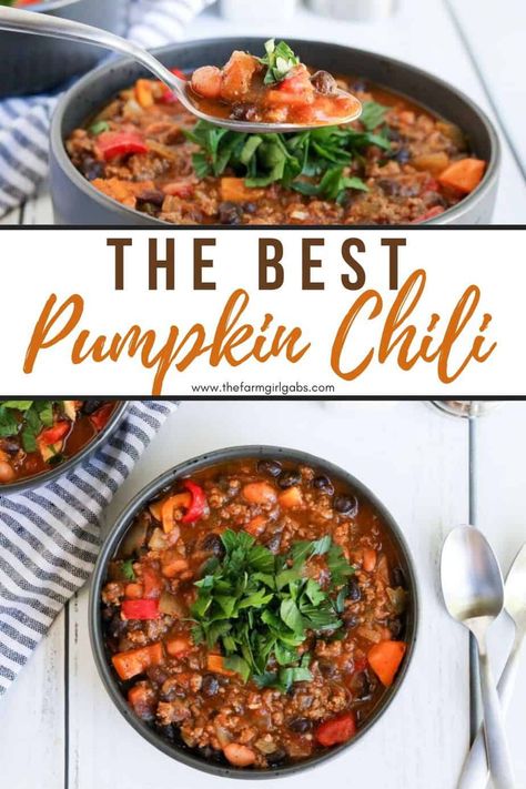 Chili Seasonings, Easy Antipasto Salad, Ground Beef Beans, Classic Chili Recipe, Delicious Chili Recipe, Puree Recipes, Pumpkin Chili Recipe, Pumpkin Puree Recipes, Classic Chili