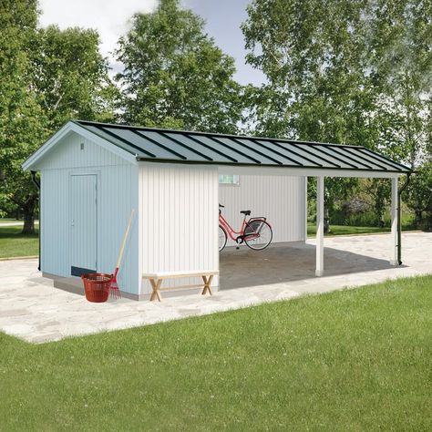 Carport With Storage Room, Shed Addition, Small Shed, Carport With Storage, Building A Storage Shed, Car Shed, Carport Plans, Porch Addition, Carport Garage