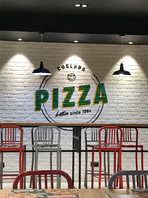 Pizza Place Interior, Resturant Interior Design, Pizza Project, Pizza Store, Pizzeria Design, Small Restaurant Design, Pizza House, Local Pizza, Cute Pizza