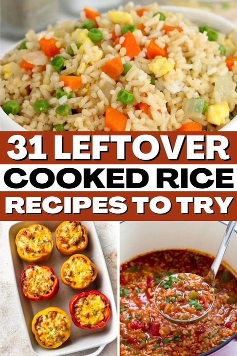 Leftover White Rice, Cooked Rice Recipes, Cooked White Rice, White Rice Recipes, Cooking White Rice, Leftover Rice, Cooked Rice, Leftovers Recipes, Easy Delicious Recipes